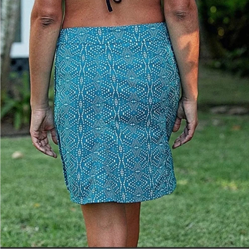 RipSkirt Playa Ocean Length 2 Wrap Skirt Teal Batik Print Size Medium